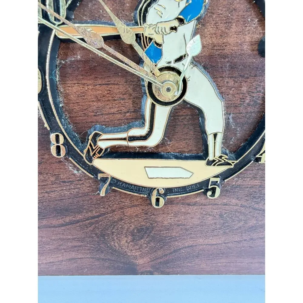 Vintage Nolan Ryan Baseball Card Wall Clock Texas Rangers Quartz Works Wood